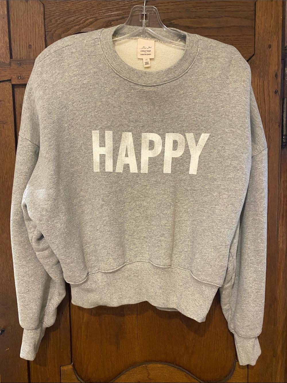 cinq à sept Light Gray Ribbed-Neck Sweatshirt